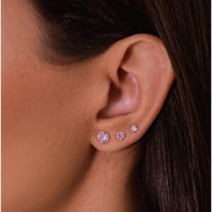 Brinco Pedra em Zircônia (Rosa) Médio